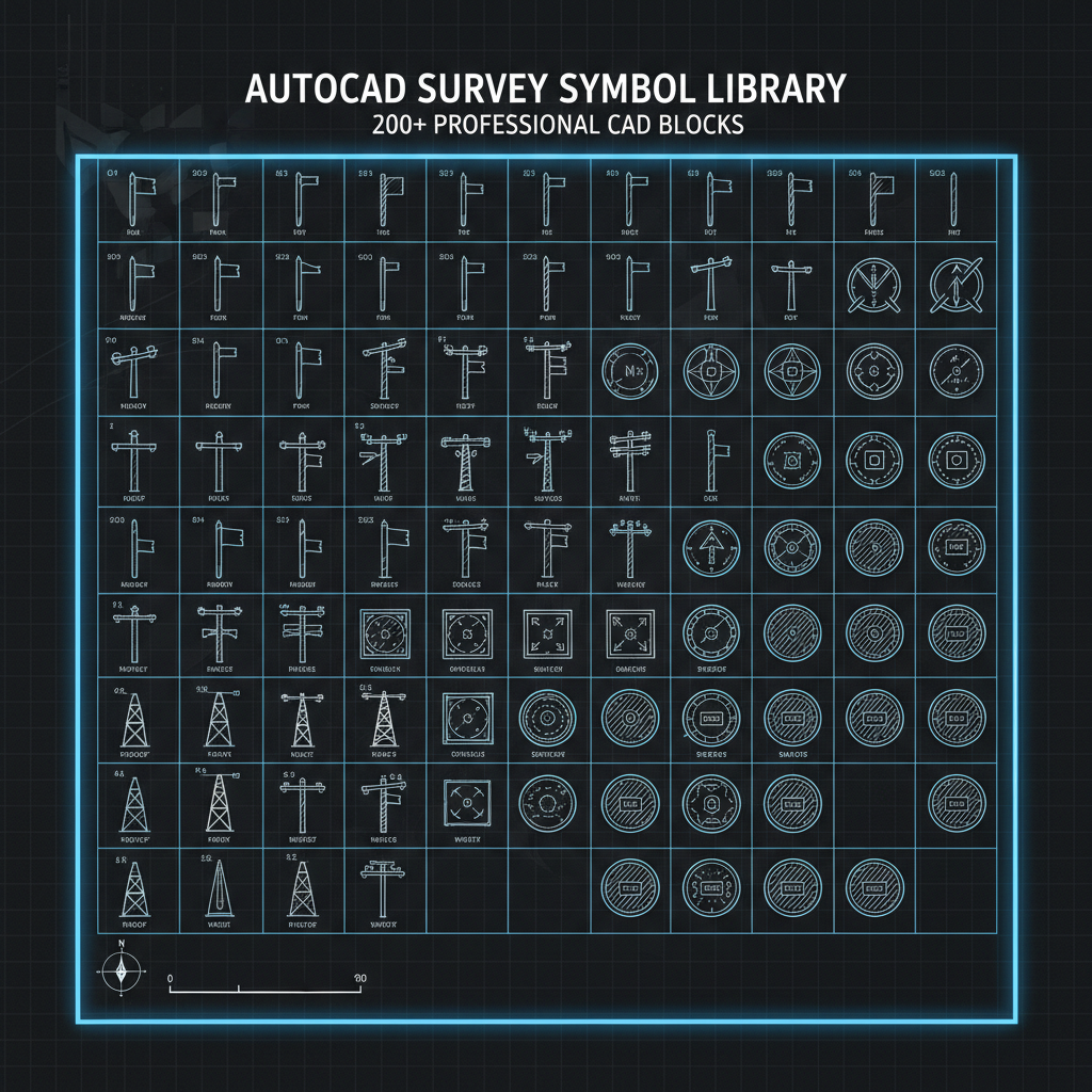 AutoCAD Surveyor Symbol Library - 200+ DWG Blocks - Burns Surveying