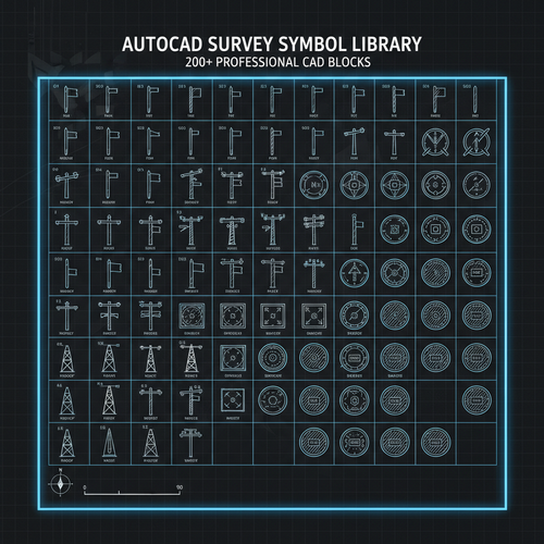 AutoCAD Surveyor Symbol Library - 200+ DWG Blocks - Burns Surveying