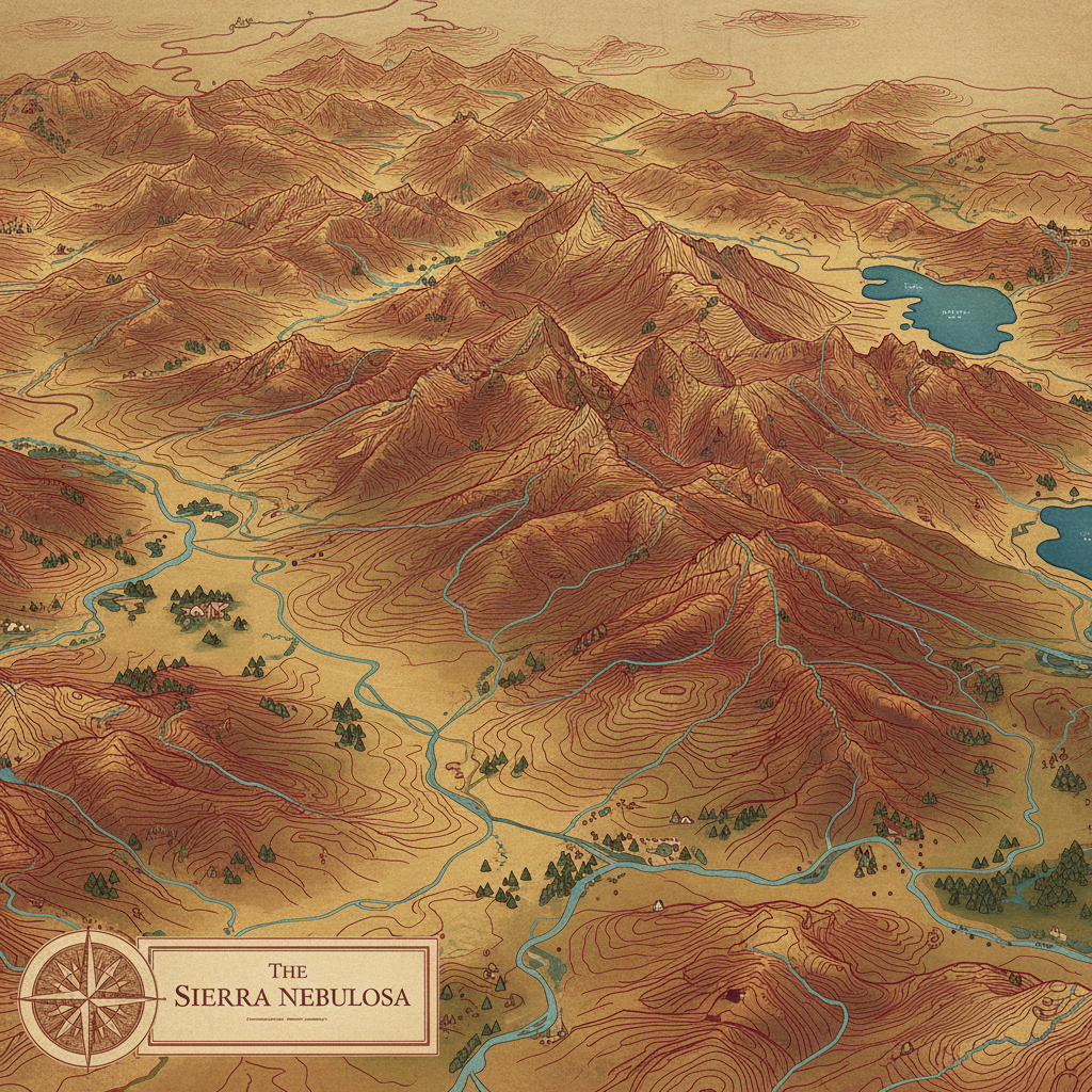 Close-up of topographic map contour lines, elevation shading and rivers