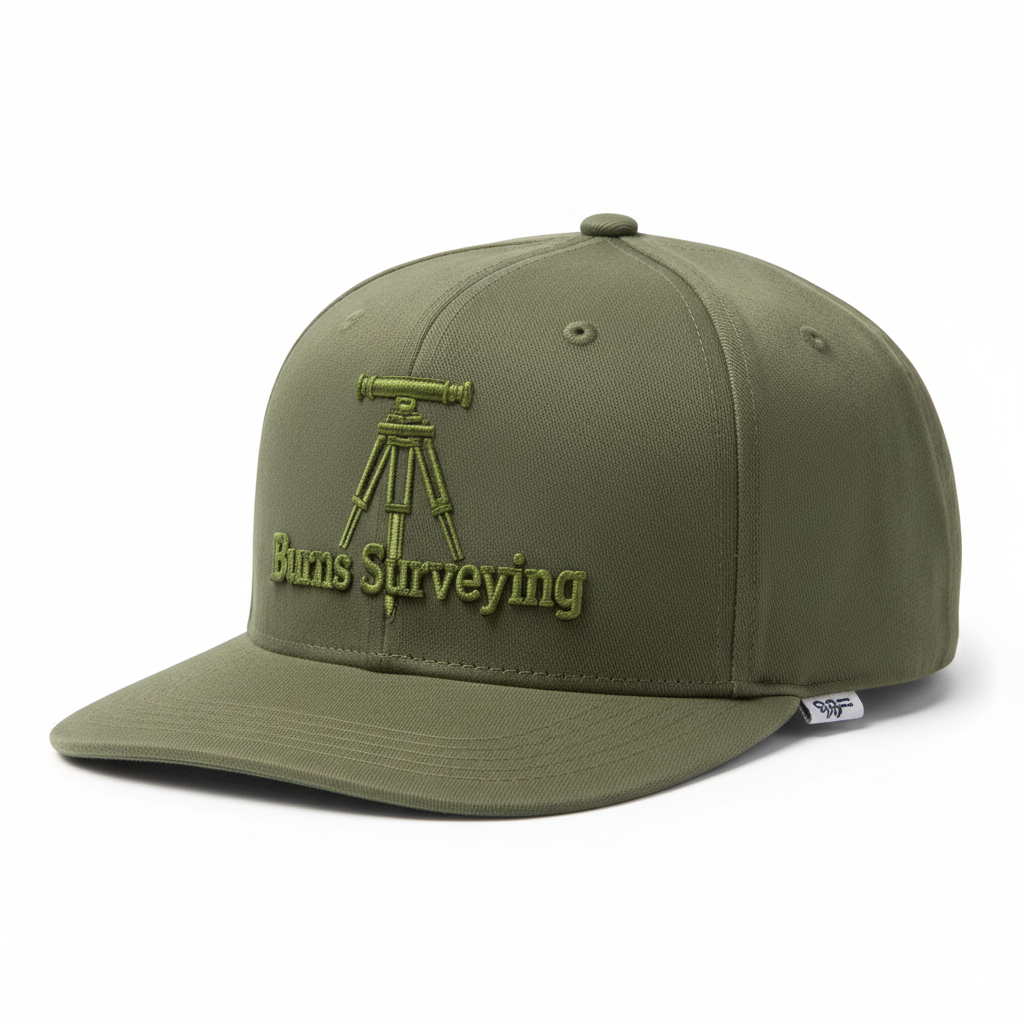Surveyor Snapback Cap - Embroidered Theodolite - Burns Surveying