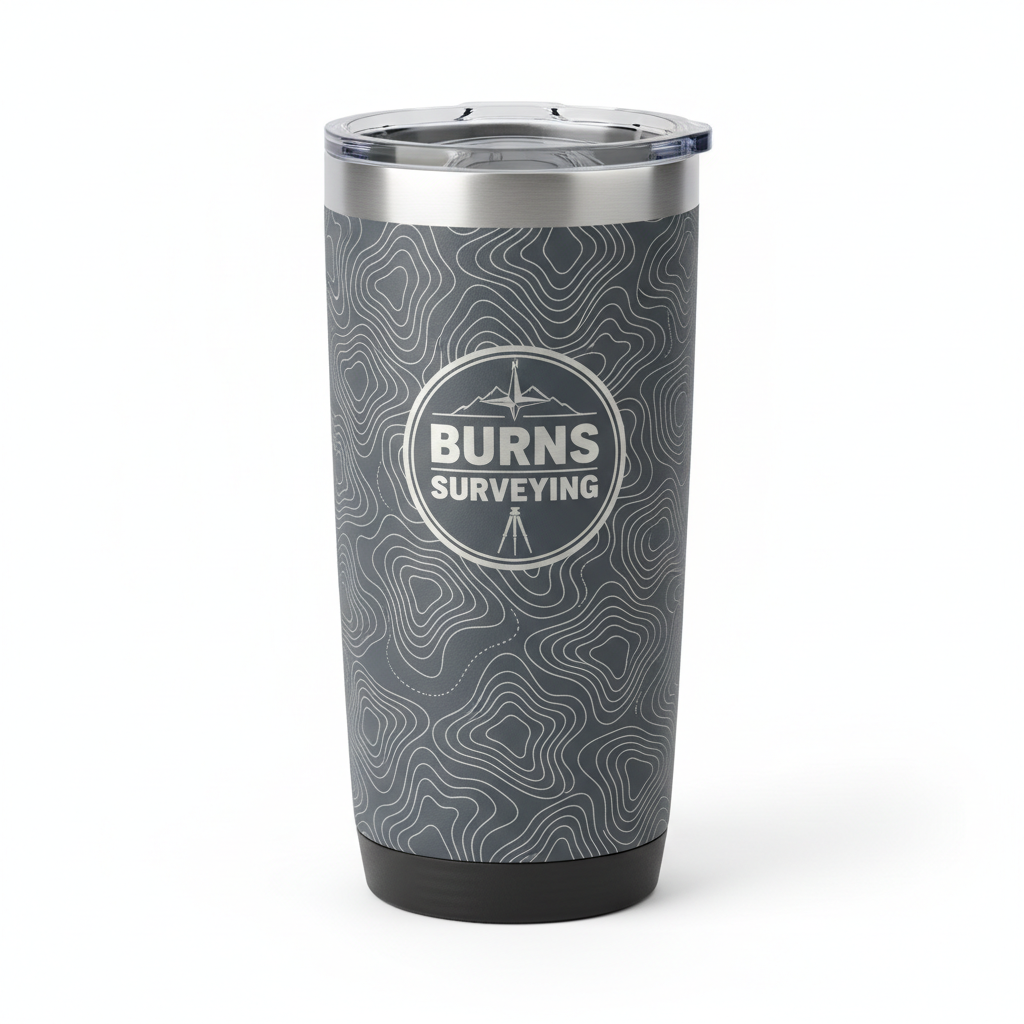 Stainless Steel Travel Tumbler - Engraved Topo Map - Burns Surveying
