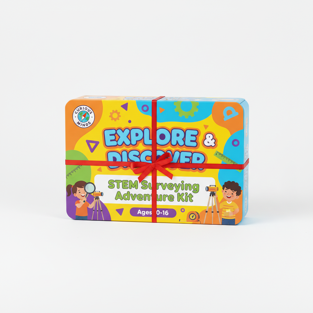 STEM surveying kit closed gift box packaging for ages 10-16